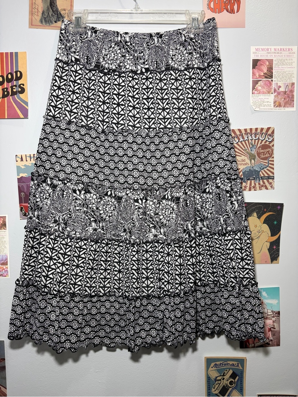 Style & Co. Black and White Tiered Maxi Skirt